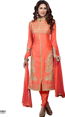 

Trendz Apparels Cotton Embroidered Salwar Suit Dupatta Material(Un-stitched), Orange