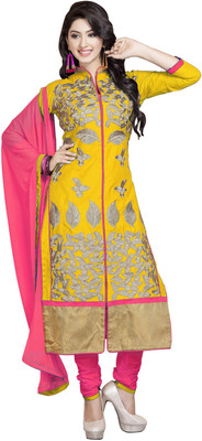 

Khushali Cotton Self Design, Embroidered Salwar Suit Dupatta Material(Un-stitched), Yellow