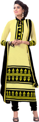 

Jiya Chanderi Self Design, Embroidered Salwar Suit Dupatta Material(Un-stitched), Black;yellow