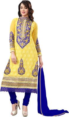 

Jiya Georgette Self Design, Embroidered Salwar Suit Dupatta Material(Un-stitched), Blue;yellow