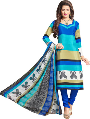 

Jiya Crepe Self Design, Printed Salwar Suit Dupatta Material(Un-stitched), Blue;multicolor