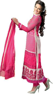 

Party Wear Dresses Georgette Embroidered Semi-stitched Salwar Suit Dupatta Material, Multicolor