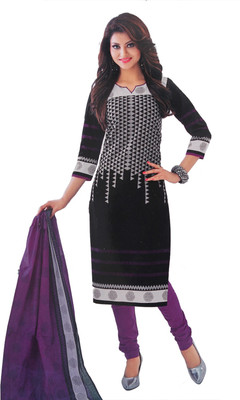

Giftsnfriends Cotton Printed Salwar Suit Material(Un-stitched), Black