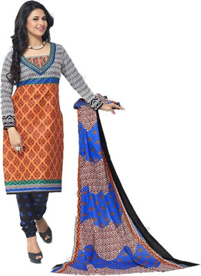 

Ayesha Fashions Cotton Printed Salwar Suit Dupatta Material(Un-stitched), Blue;grey;orange