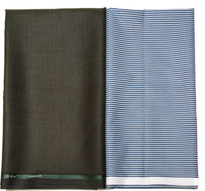 Gwalior Suitings Cotton Polyester Blend Striped Shirt & Trouser Fabric(Un-stitched), Green