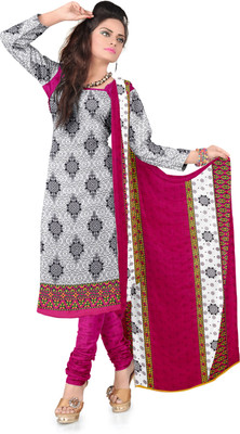 

Khushali Crepe Printed Salwar Suit Dupatta Material(Un-stitched), Black;pink;white