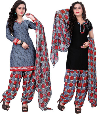 

Jiya Crepe Self Design, Printed Salwar Suit Dupatta Material(Un-stitched), Black;grey;multicolor
