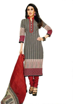 

Rajhans Creation Cotton Printed Salwar Suit Dupatta Material(Un-stitched), Grey