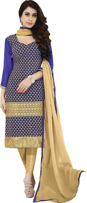 

Khushali Velvet Self Design, Embroidered Salwar Suit Dupatta Material(Un-stitched), Beige;blue