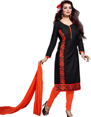 

Trendz Apparels Cotton Printed Dress/Top Material(Un-stitched), Black
