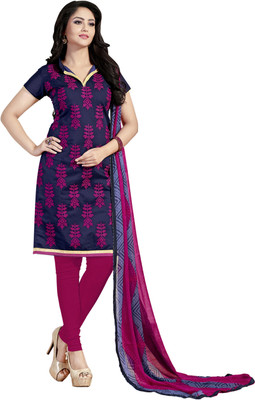 

Jiya Chanderi Self Design, Embroidered Salwar Suit Dupatta Material(Un-stitched), Blue;pink