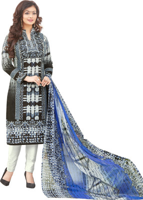 

Trendz Apparels Cotton Printed Salwar Suit Dupatta Material(Un-stitched), Black