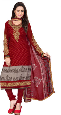 

Jiya Crepe Self Design, Embroidered Salwar Suit Dupatta Material(Un-stitched), Red