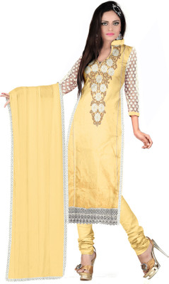 

Jiya Chanderi Self Design, Embellished, Embroidered Salwar Suit Dupatta Material(Un-stitched), Yellow