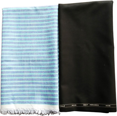 

Vimal Polyester Solid, Striped Shirt & Trouser Fabric(Un-stitched), Black blue