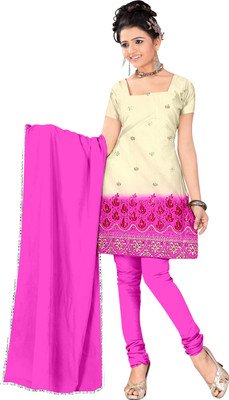 

Party Wear Dresses Cotton Embroidered Salwar Suit Dupatta Material(Un-stitched), Beige