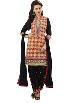 

Kvsfab Chanderi Printed Salwar Suit Dupatta Material(Un-stitched), Orange