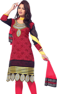 

Cenizas Cotton Self Design Semi-stitched Salwar Suit Dupatta Material, Red