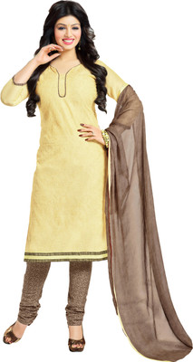 

Khushali Chanderi Self Design, Embroidered Salwar Suit Dupatta Material(Un-stitched), Beige;brown