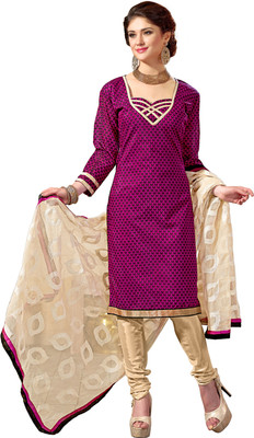

Jiya Chanderi Self Design Salwar Suit Dupatta Material(Un-stitched), Beige;pink