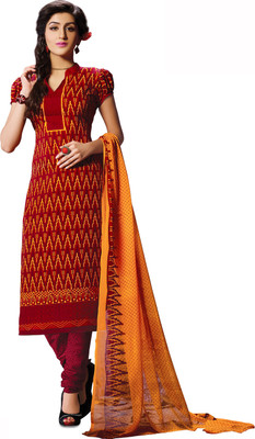

Jiya Crepe Self Design, Printed Salwar Suit Dupatta Material(Un-stitched), Red;yellow