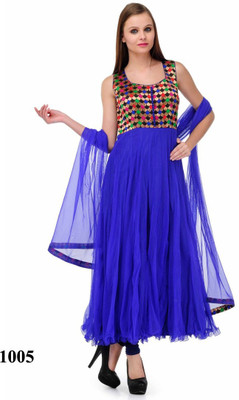 

Shreeji Fashion Net Self Design Semi-stitched Salwar Suit Dupatta Material, Blue