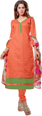 

Jiya Chanderi Self Design Salwar Suit Dupatta Material(Un-stitched), Orange