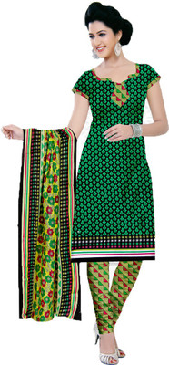 

Araja Cotton Printed Salwar Suit Dupatta Material(Un-stitched), Green