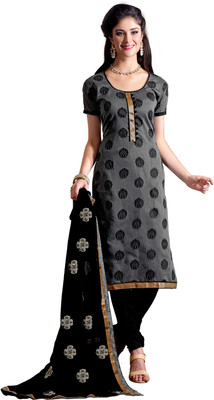 

Jiya Chanderi Self Design Salwar Suit Dupatta Material(Un-stitched), Black;grey
