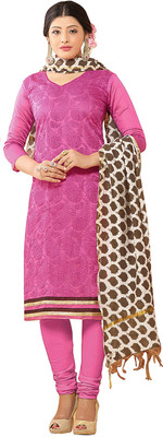 

Khushali Chanderi Self Design, Embroidered Salwar Suit Dupatta Material(Un-stitched), Beige;brown;pink