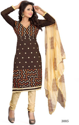 

Trendz Apparels Chanderi Embroidered Dress/Top Material(Un-stitched), Brown