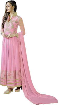 

Jiya Georgette Self Design, Embroidered Salwar Suit Dupatta Material(Un-stitched), Pink
