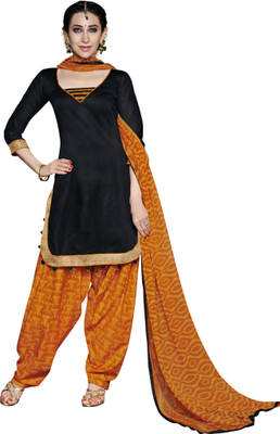 

Khushali Cotton Solid, Printed Dress/Top Material(Un-stitched), Black;orange