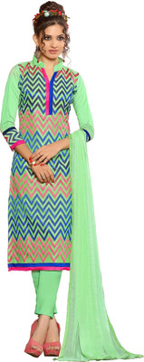 

Jiya Chanderi Self Design, Embroidered Salwar Suit Dupatta Material(Un-stitched), Light green;multicolor