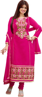 

Jiya Cotton Self Design, Embroidered Salwar Suit Dupatta Material(Un-stitched), Rani