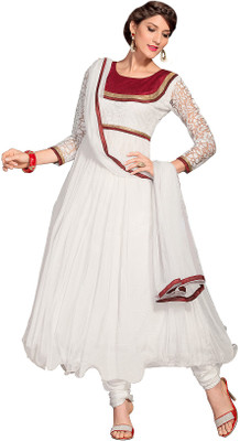 

Jiya Net Self Design Salwar Suit Dupatta Material(Un-stitched), Red;white