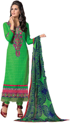 

Party Wear Dresses Georgette Embroidered Semi-stitched Salwar Suit Dupatta Material, Green
