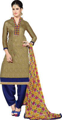 

Jiya Chanderi Self Design, Embroidered Salwar Suit Dupatta Material(Un-stitched), Beige;blue;multicolor