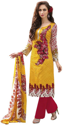 

Styliner Cotton Printed Salwar Suit Dupatta Material(Un-stitched), Yellow