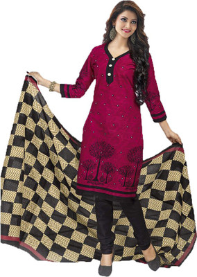 

Indian Wear Online Cotton Printed Salwar Suit Dupatta Material(Un-stitched), Red