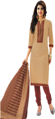 

Javuli Cotton Printed Salwar Suit Material(Un-stitched), Beige