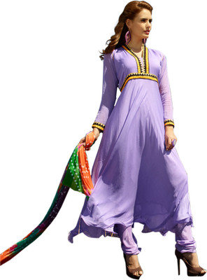 

Vandv Shop Chiffon Embroidered Semi-stitched Salwar Suit Dupatta Material, Orange;purple