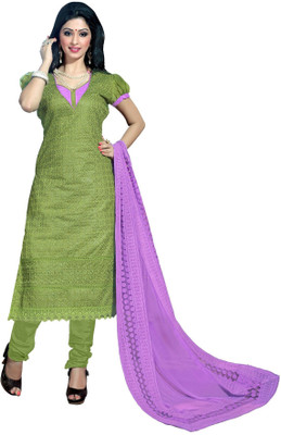 

Trendz Apparels Chanderi Embroidered Dress/Top Material(Un-stitched), Green