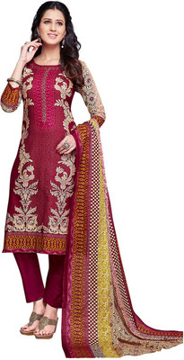 

Pshopee Synthetic Printed Salwar Suit Dupatta Material(Un-stitched), Maroon