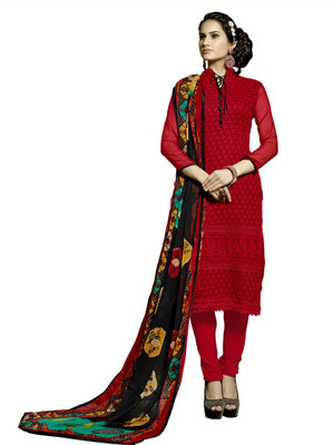 

Khushali Georgette Self Design, Embroidered Salwar Suit Dupatta Material(Un-stitched), Multicolor;red