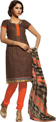 

Jiya Chanderi Self Design, Embroidered Salwar Suit Dupatta Material(Un-stitched), Brown;orange