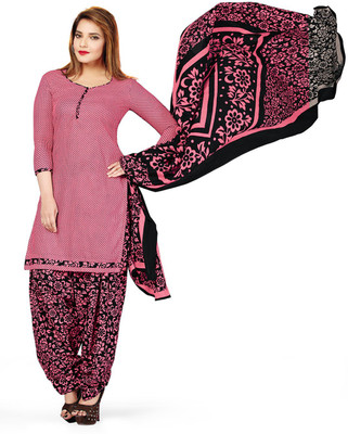 

Pshopee Cotton Printed Salwar Suit Dupatta Material(Un-stitched), Pink