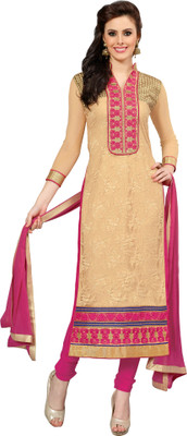 

Khushali Jacquard Self Design, Embroidered Salwar Suit Dupatta Material(Un-stitched), Chikoo