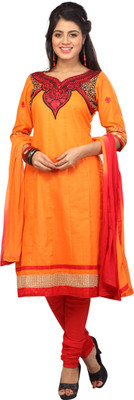 

Thinline Cotton Printed Semi-stitched Salwar Suit Dupatta Material, Orange