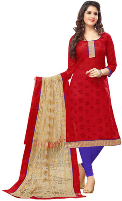 

Morli Cotton Self Design Salwar Suit Dupatta Material(Un-stitched), Red